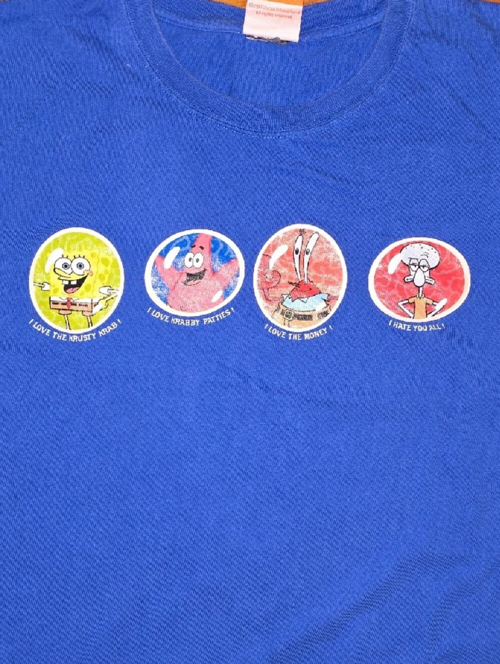 Vintage Y2K 2003 Nickelodeon Blue Crewneck SpongeBob & Friends Circle Graphics